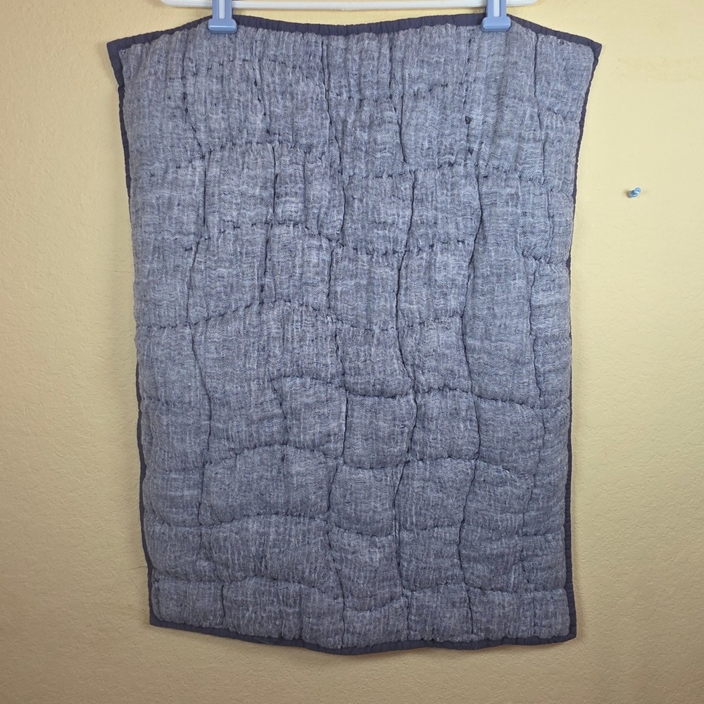 Pottery Barn Blue Linen Cotton Quilted Standard‎ Pillow Sham Envelope Closure